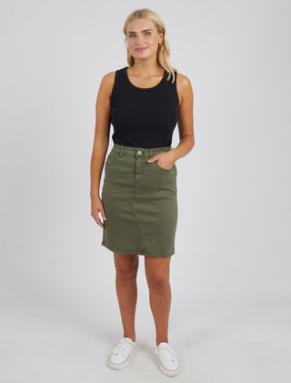 Elm Skirt Denim Belle Khaki [sz:size 8]