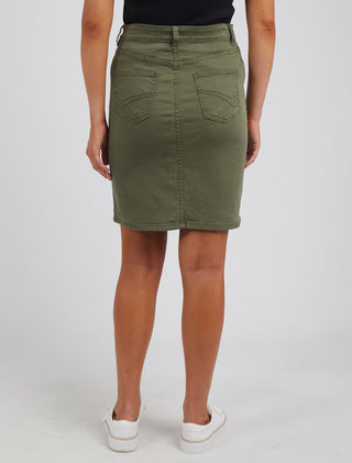 Elm Skirt Denim Belle Khaki [sz:size 8]