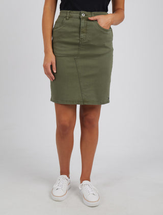 Elm Skirt Denim Belle Khaki [sz:size 8]