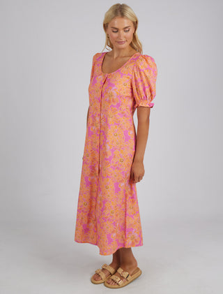 Elm Dress Fuchsia Floral - Pink Poppies 