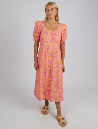 Elm Dress Fuchsia Floral - Pink Poppies 