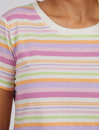 Elm Tee Sorbet Stripe - Pink Poppies 