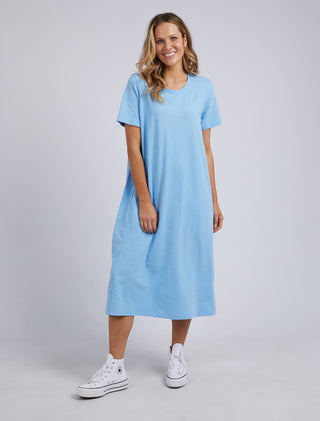 Elm Dress Adira Azure Blue - Pink Poppies 