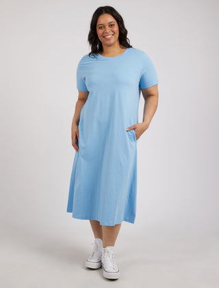 Elm Dress Adira Azure Blue - Pink Poppies 