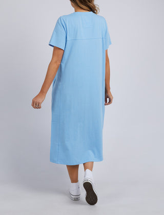 Elm Dress Adira Azure Blue - Pink Poppies 