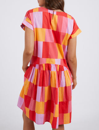 Elm Dress Soliel Check - Pink Poppies 