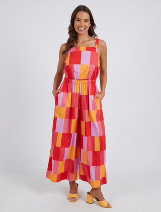 Elm Jumpsuit Soleil Check - Pink Poppies 