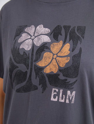 Elm Tee Acacia Washed Black - Pink Poppies 