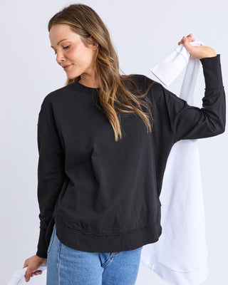 Foxwood Crew Farrah L/s - Black [sz:size 10]