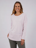 Elm Tee Rib L/s Powder Pink - Pink Poppies 