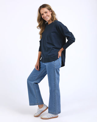 Foxwood Crew Farrah L/s - Navy [sz:size 10]