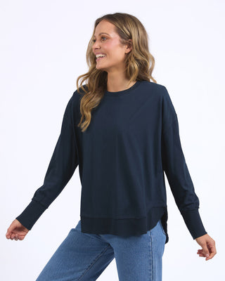 Foxwood Crew Farrah L/s - Navy [sz:size 10]