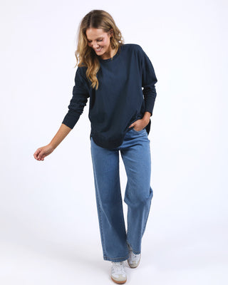 Foxwood Crew Farrah L/s - Navy [sz:size 10]