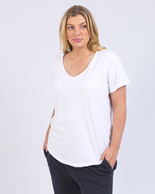 Elm Tee S/s Pima Vee - White [sz:size 8]