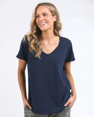 Elm Tee S/s Pima Vee - Navy - Tees