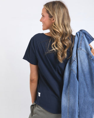 Elm Tee S/s Pima Vee - Navy - Tees