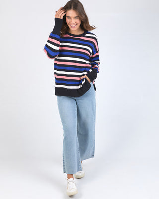 Elm Knit Logan Stripe - Navy/ French Blue/ Charm Pink Stripe [sz:medium]