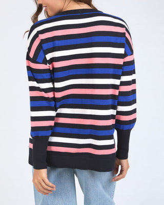 Elm Knit Logan Stripe - Navy/ French Blue/ Charm Pink Stripe [sz:medium]