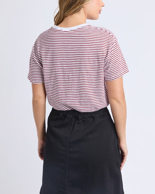 Foxwood Tee Hutch Stripe - Russet Brown & White Stripe [sz:size 10]