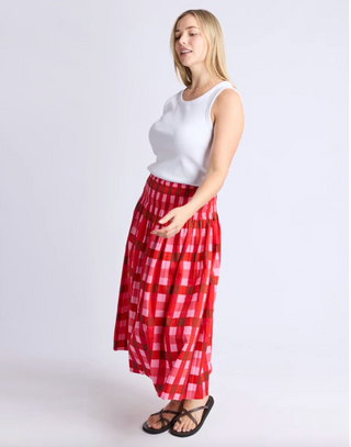 Elm Skirt Eden - Poppy Check [sz:size 10]