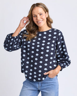 Elm Top Dotty - Classic Navy Spot - Tops