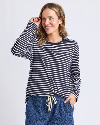 Elm Tee L/s Drea - Navy & White Stripe - Tee's Long Sleeve