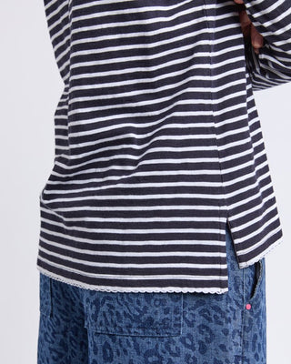 Elm Lifestyle Drea Long Sleeve Tee - Navy/White Stripe | Pink Poppies