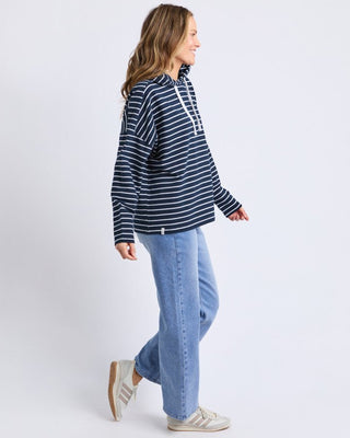 Elm Lifestyle Rhea Hoodie - Navy/White Stripe | Pink Poppies