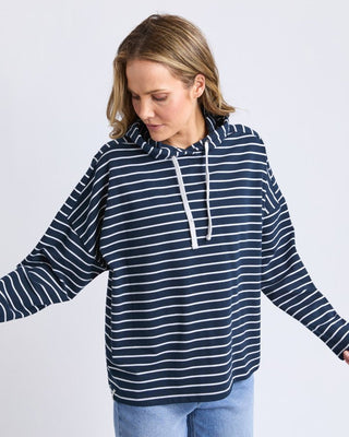Elm Lifestyle Rhea Hoodie - Navy/White Stripe | Pink Poppies