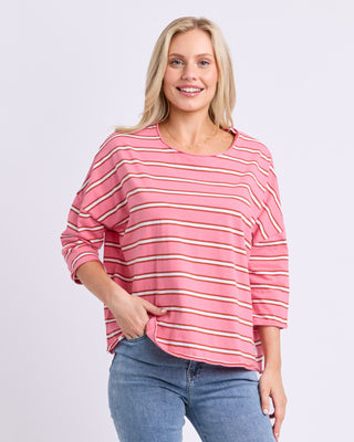 Elm Anya Tee - Stripe -  Pink Lemonade Stripe [sz:size 10]