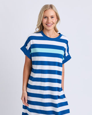 Elm Dress Mckinley - China Blue & White Stripe [sz:size 10]