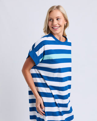 Elm Dress Mckinley - China Blue & White Stripe [sz:size 10]