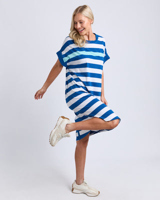 Elm Dress Mckinley - China Blue & White Stripe [sz:size 10]