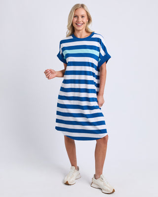 Elm Dress Mckinley - China Blue & White Stripe [sz:size 10]