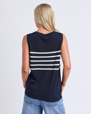 Elm Striped Knit Tank - Navy Mars Stripe [sz:small]