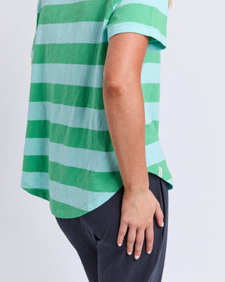 Elm Spritz Stripe S/s Tee - Green Briar / Turquoise Stripe [sz:size 10]