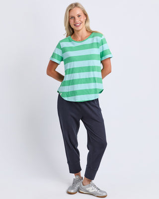 Elm Spritz Stripe S/s Tee - Green Briar / Turquoise Stripe [sz:size 10]