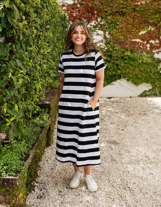 Elm Dress Adira Stripe - Black & White