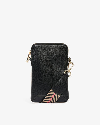 Elms&king Sullivan Phone Bag - Black - Pink Poppies 