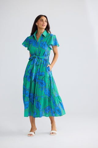 Brave&true Alice Short Sleeve Dress - Bloomsbury Floral | Pink Poppies