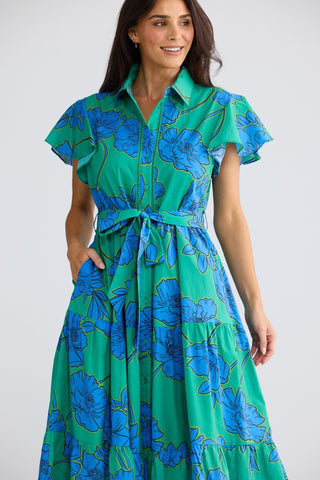 Brave&true Alice Short Sleeve Dress - Bloomsbury Floral | Pink Poppies