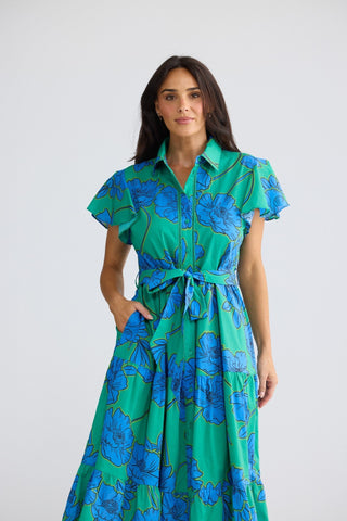 Brave&true Alice Short Sleeve Dress - Bloomsbury Floral | Pink Poppies