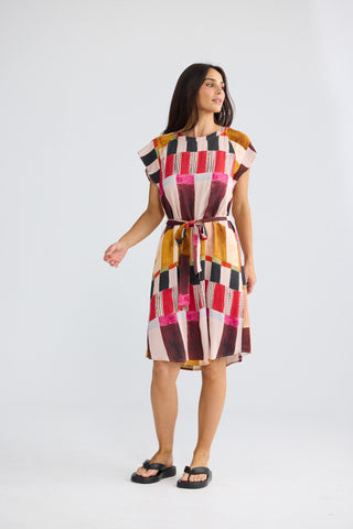 Brave&true Boulevard Short Dress - Painterly Geo | Pink Poppies