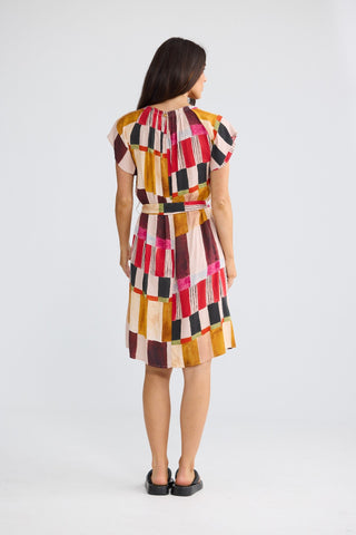 Brave&true Boulevard Short Dress - Painterly Geo | Pink Poppies