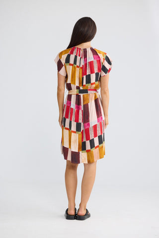 Brave&true Boulevard Short Dress - Painterly Geo | Pink Poppies