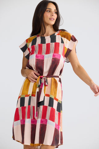 Brave&true Boulevard Short Dress - Painterly Geo | Pink Poppies