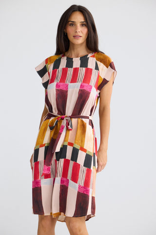 Brave&true Boulevard Short Dress - Painterly Geo | Pink Poppies