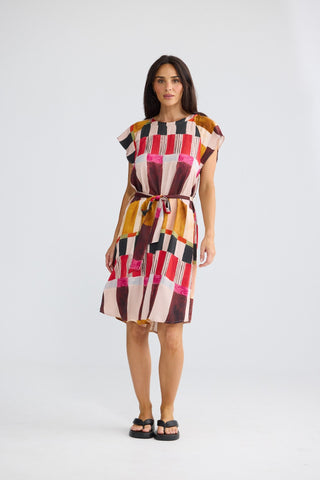 Brave&true Boulevard Short Dress - Painterly Geo | Pink Poppies