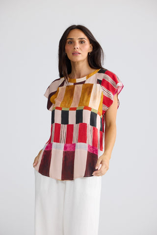 Brave&true Boulevard Top - Painterly Geo | Pink Poppies