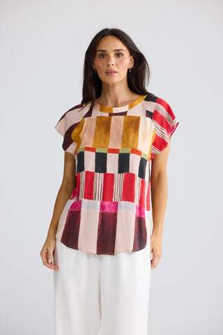 Brave&true Boulevard Top - Painterly Geo | Pink Poppies